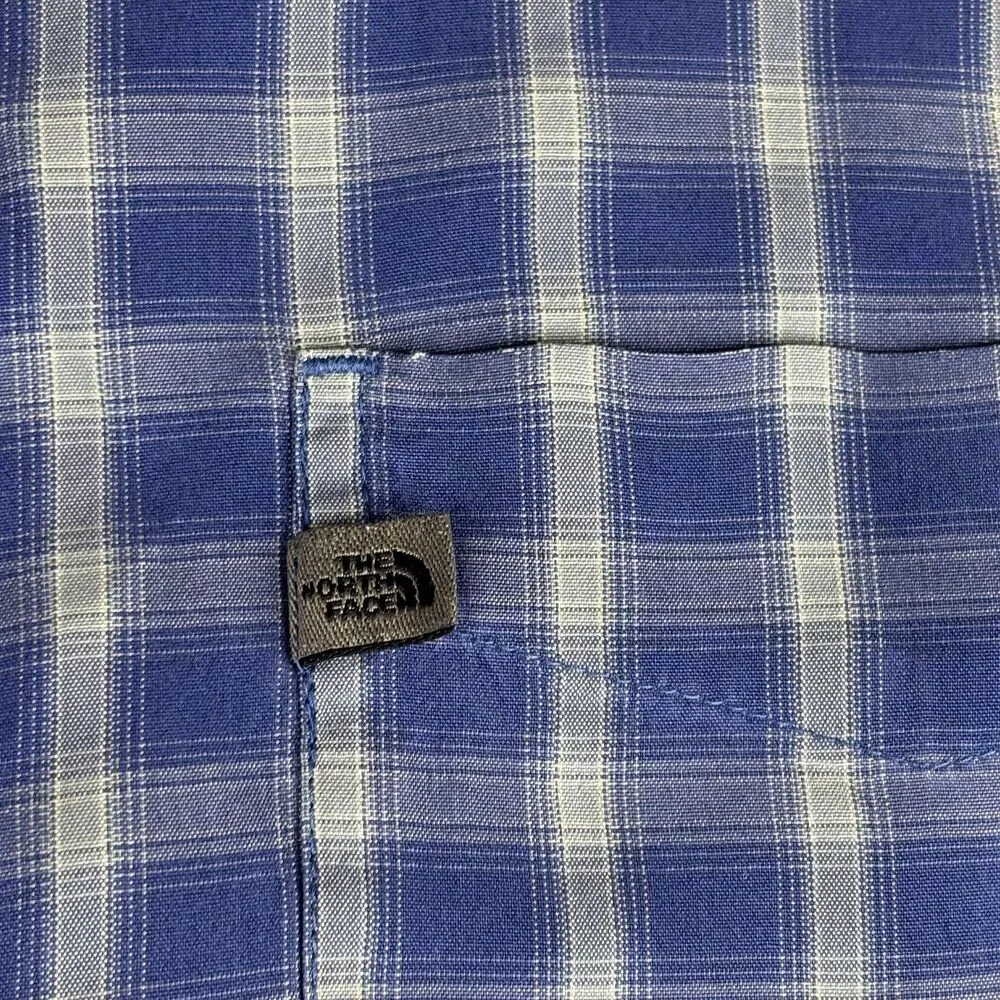 The North Face Shirt Mens XL Blue‎ Plaid Long Sleeve Button Up Vented Hiking